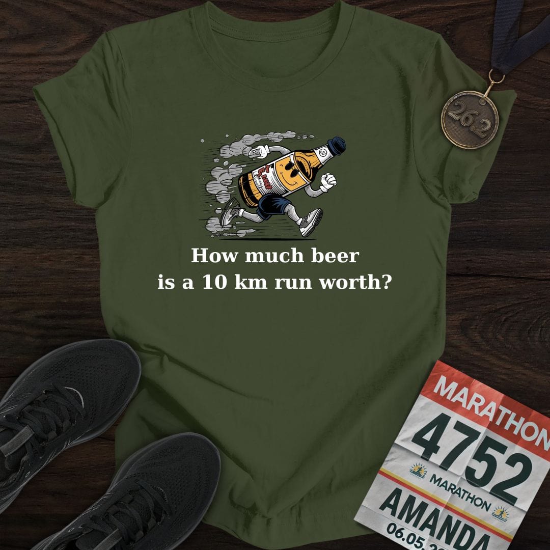 Printify T-Shirt Military Green / S Drink Beer Run 10KM T-Shirt