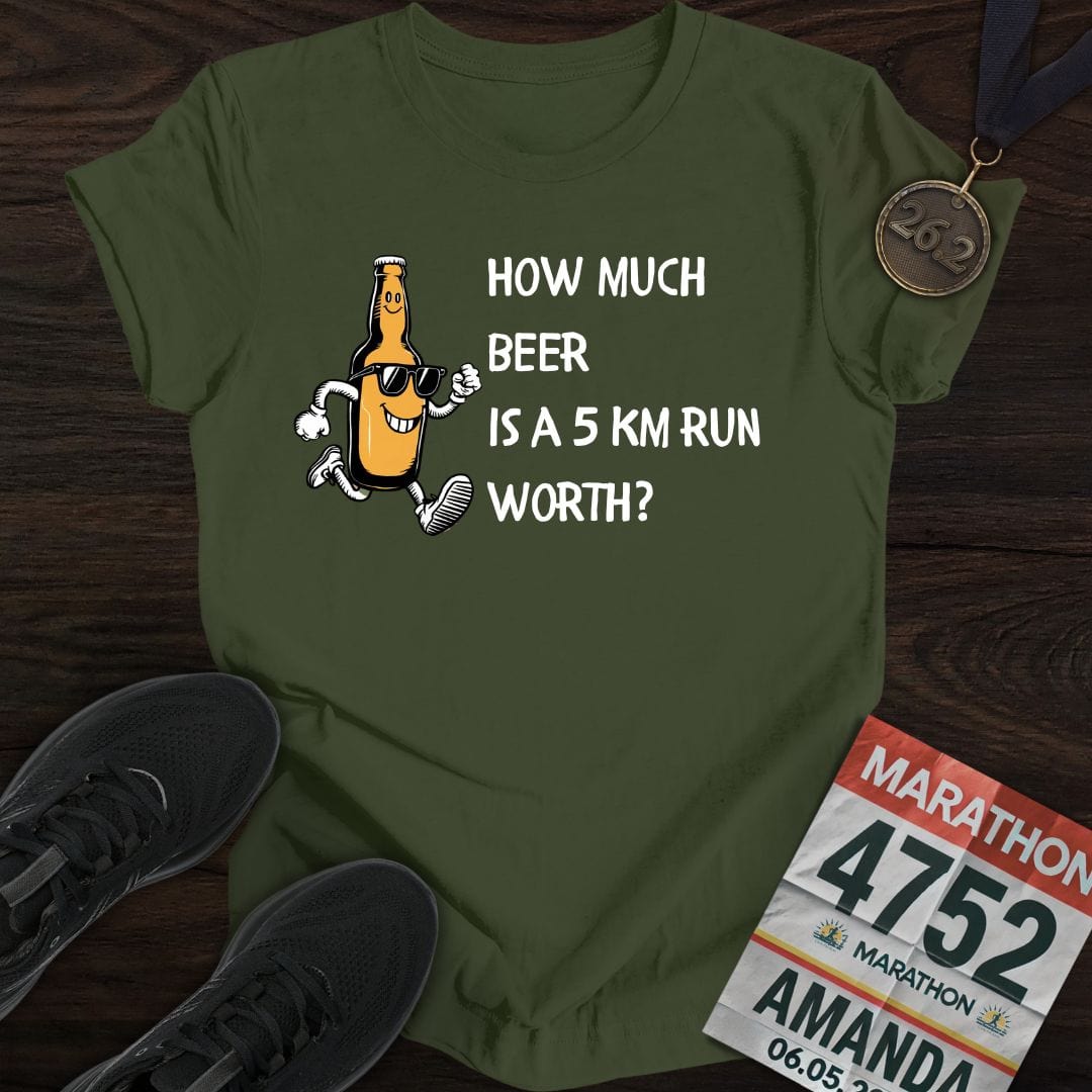 Printify T-Shirt Military Green / S Drink Beer Run 5KM T-Shirt
