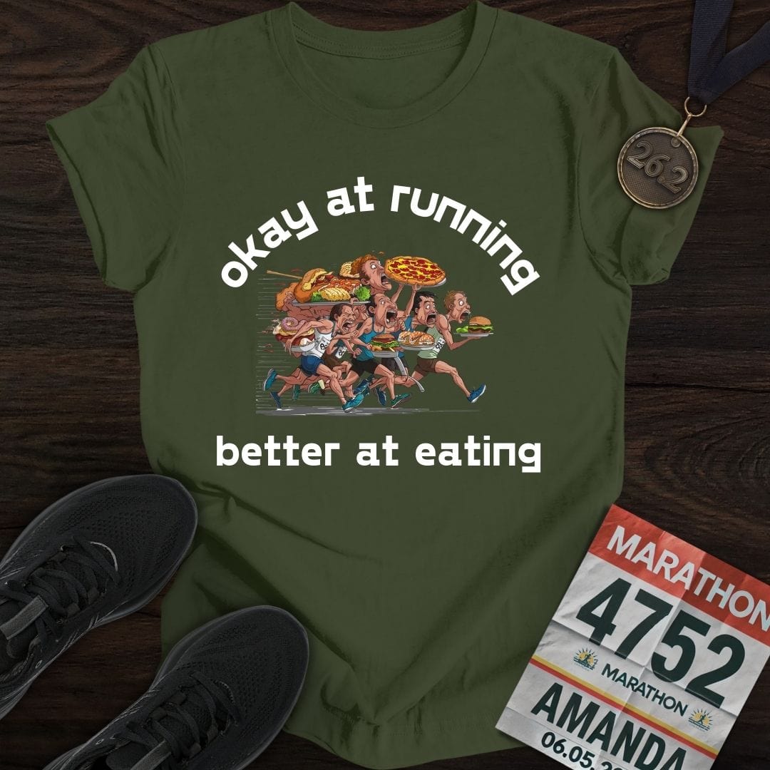 Printify T-Shirt Military Green / S Eating and Keep Running T-Shirt