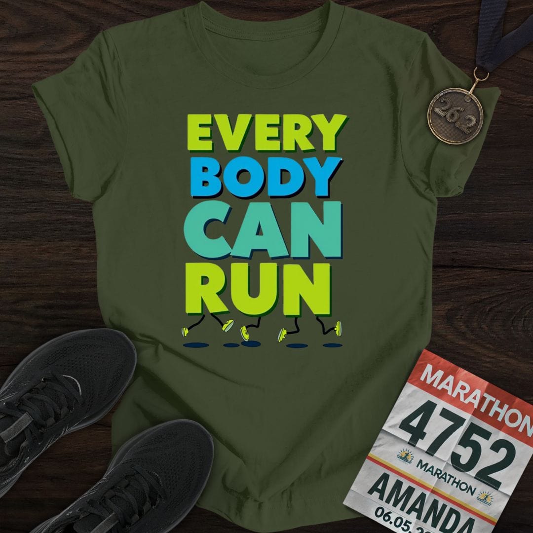 Printify T-Shirt Military Green / S Every Body Can Run T-shirt