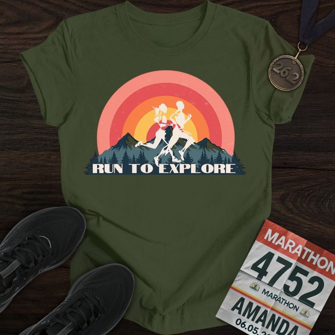 Printify T-Shirt Military Green / S Explore Runner T-shirt