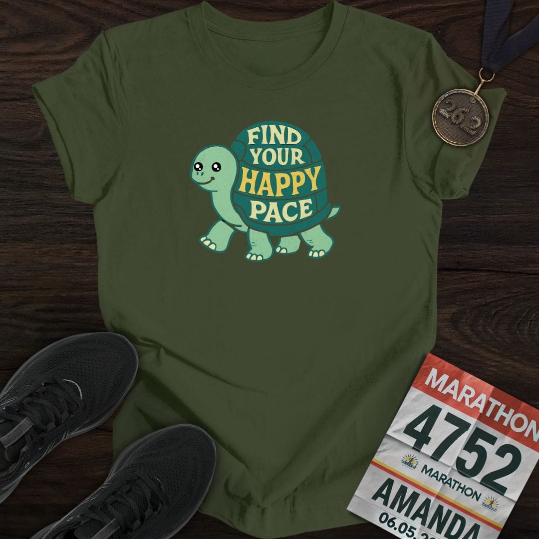 Printify T-Shirt Military Green / S Find Your Happy Pace T-Shirt
