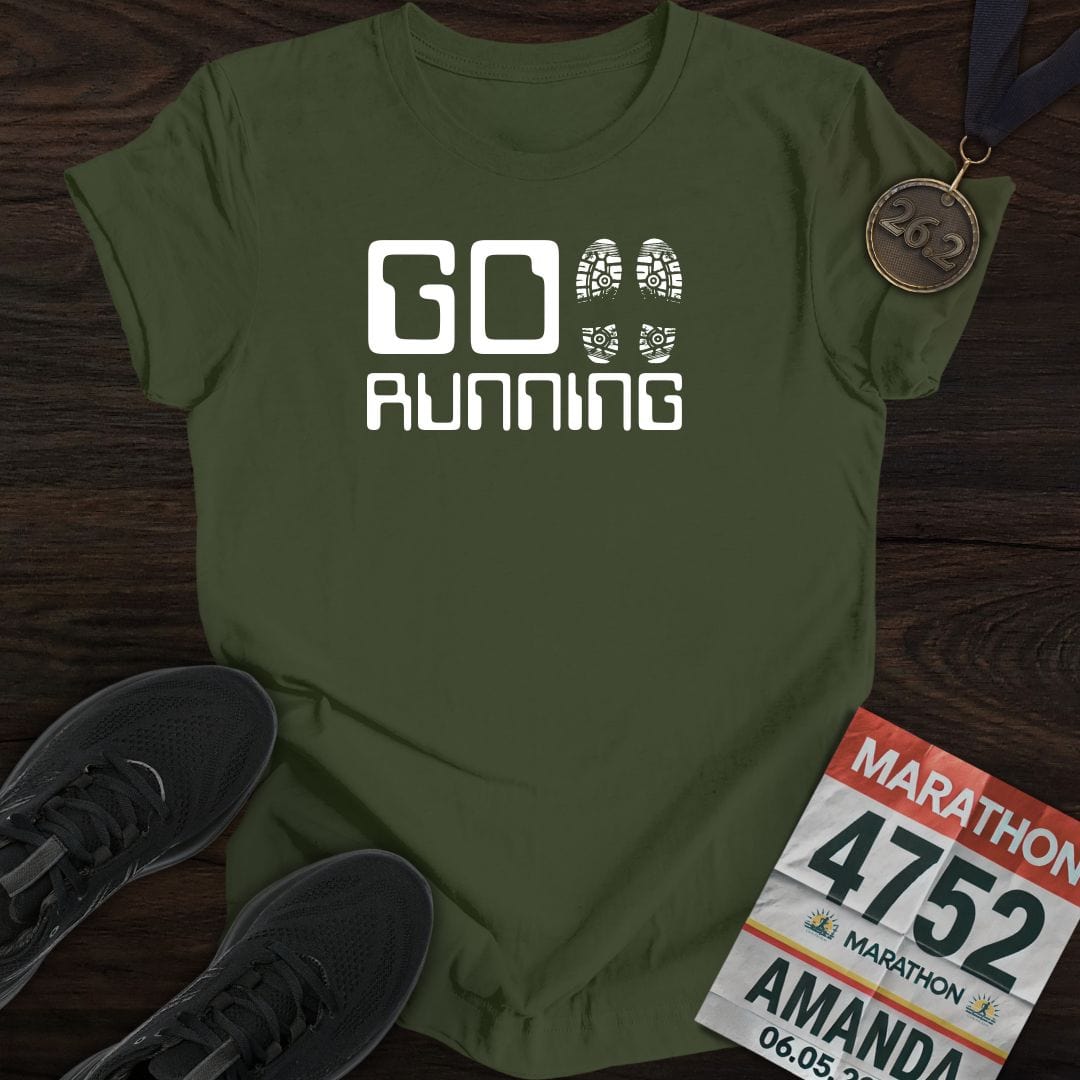 Printify T-Shirt Military Green / S Go Running T-shirt