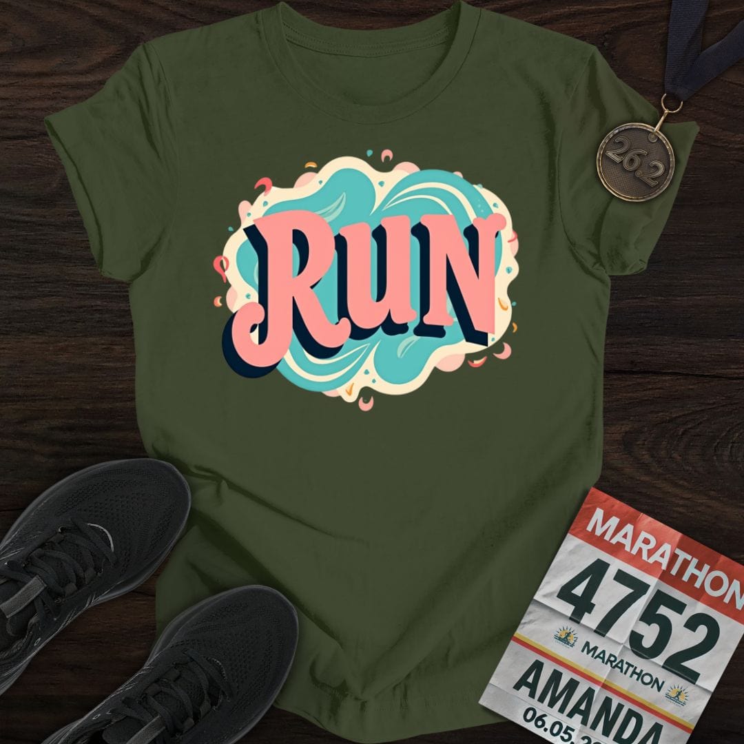 Printify T-Shirt Military Green / S Groovy Run T-shirt