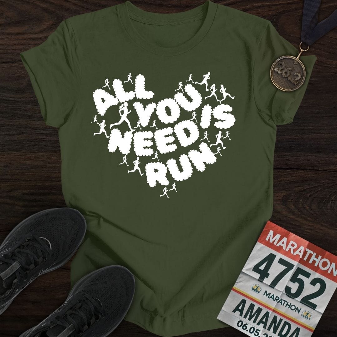 Printify T-Shirt Military Green / S Heart Of Run T-shirt