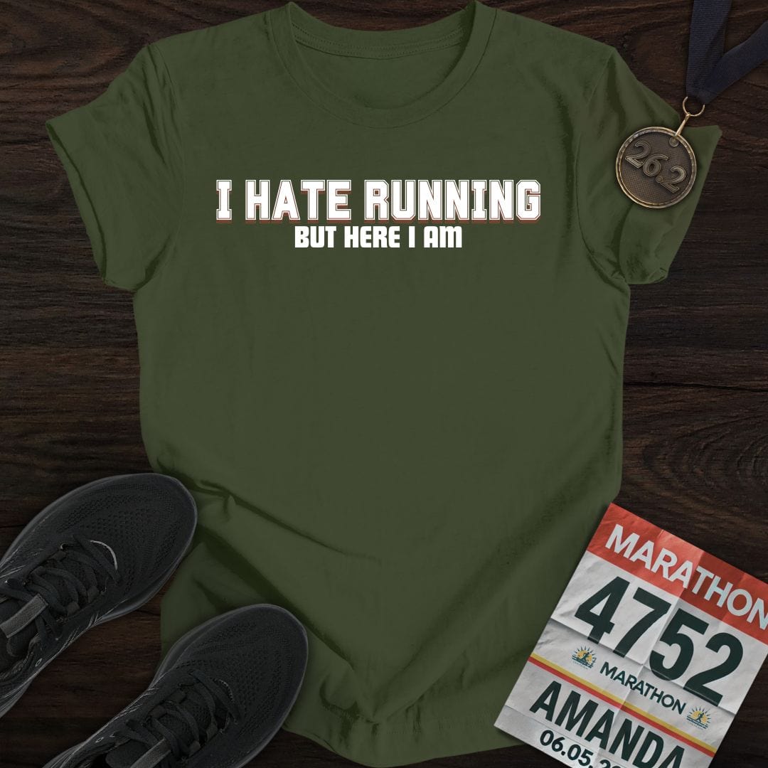 Printify T-Shirt Military Green / S I Hate Running But Here I Am! T-shirt