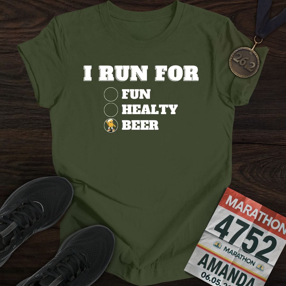 Printify T-Shirt Military Green / S I Run for Beer T-Shirt