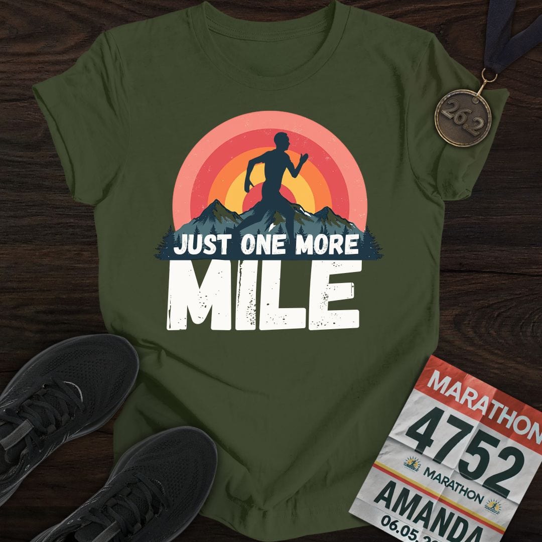 Printify T-Shirt Military Green / S Just One More Mile T-shirt