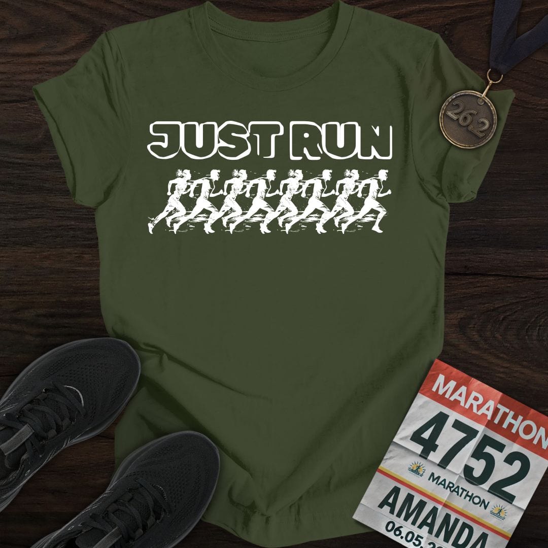 Printify T-Shirt Military Green / S Just Run And Run T-shirt