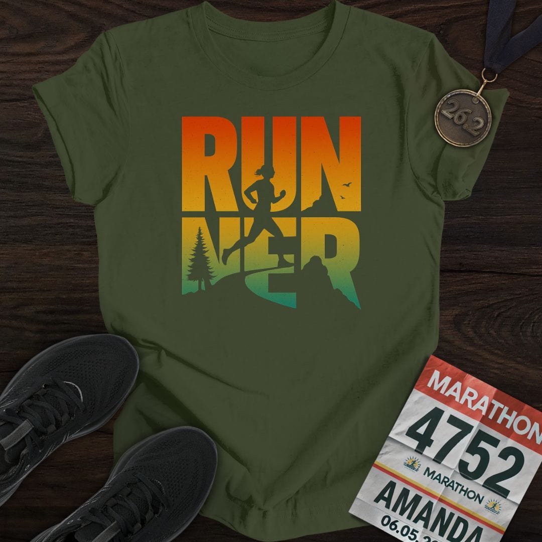Printify T-Shirt Military Green / S Just Run And Run T-shirt