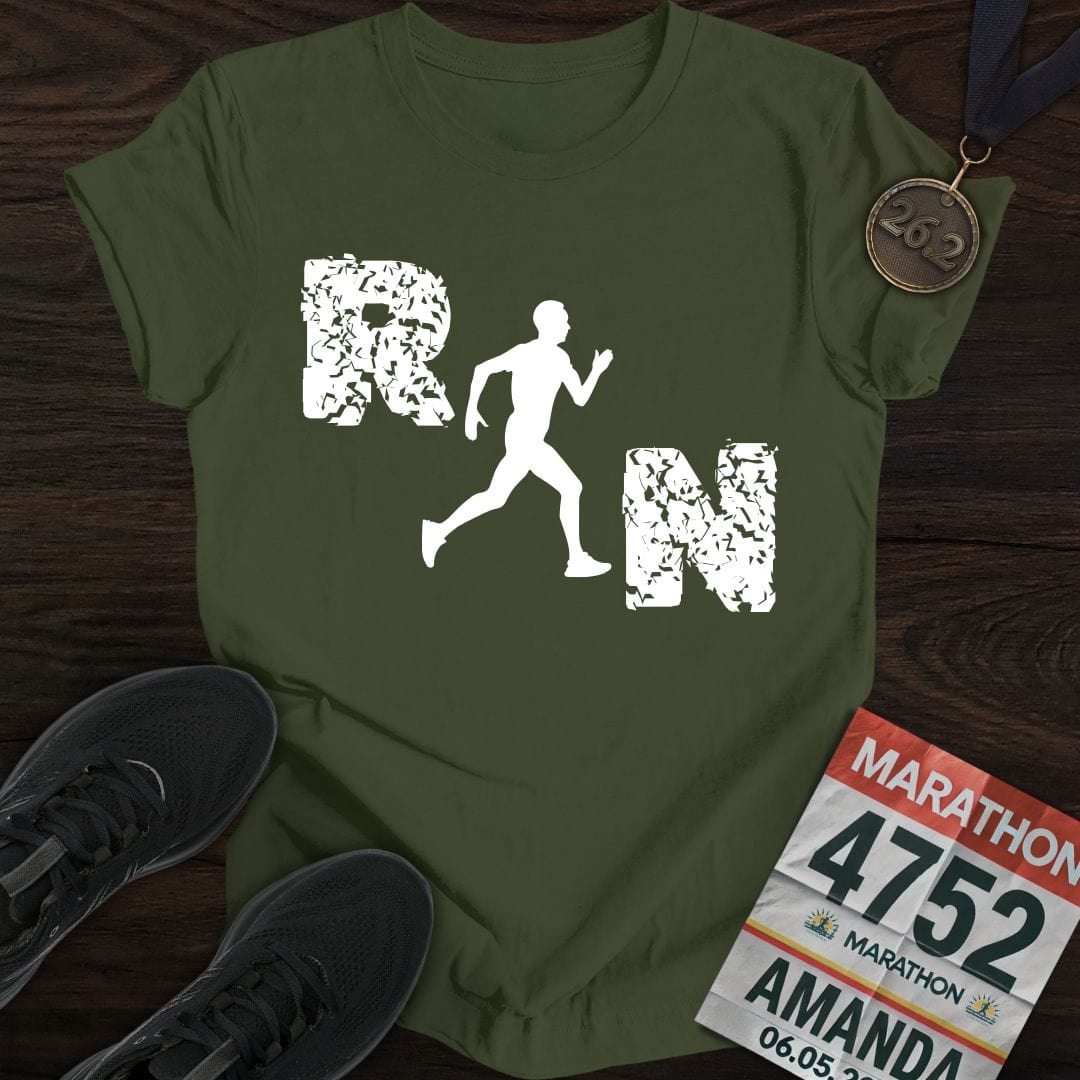 Printify T-Shirt Military Green / S Just Run, Man T-Shirt