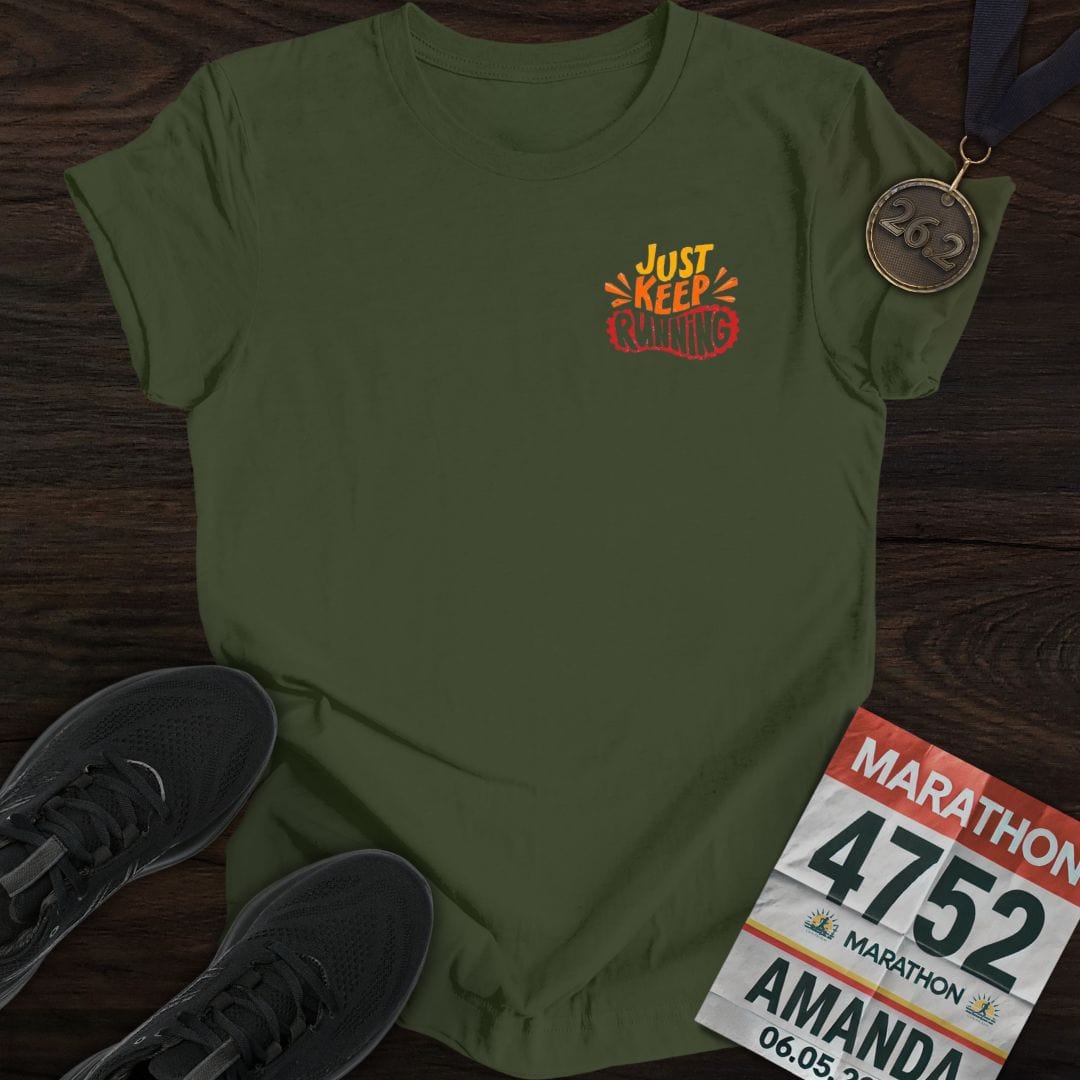 Printify T-Shirt Military Green / S Keep Running Shoes T-shirt