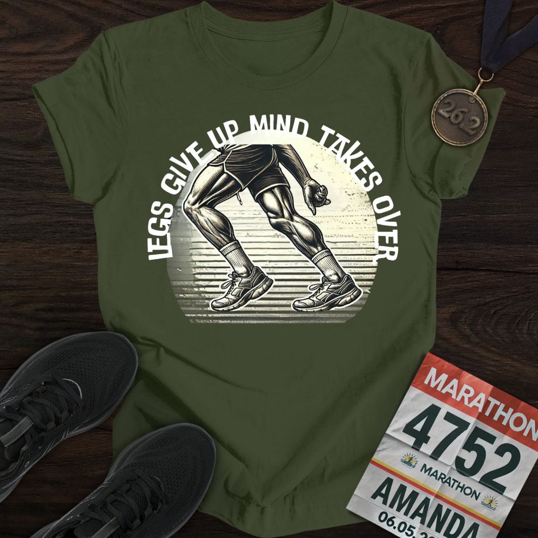 Printify T-Shirt Military Green / S Legs Give Up T-Shirt
