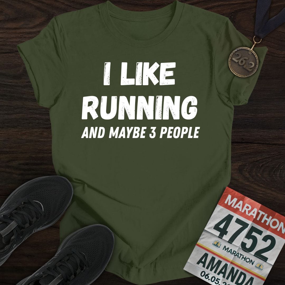 Printify T-Shirt Military Green / S Like Running & 3 People T-shirt