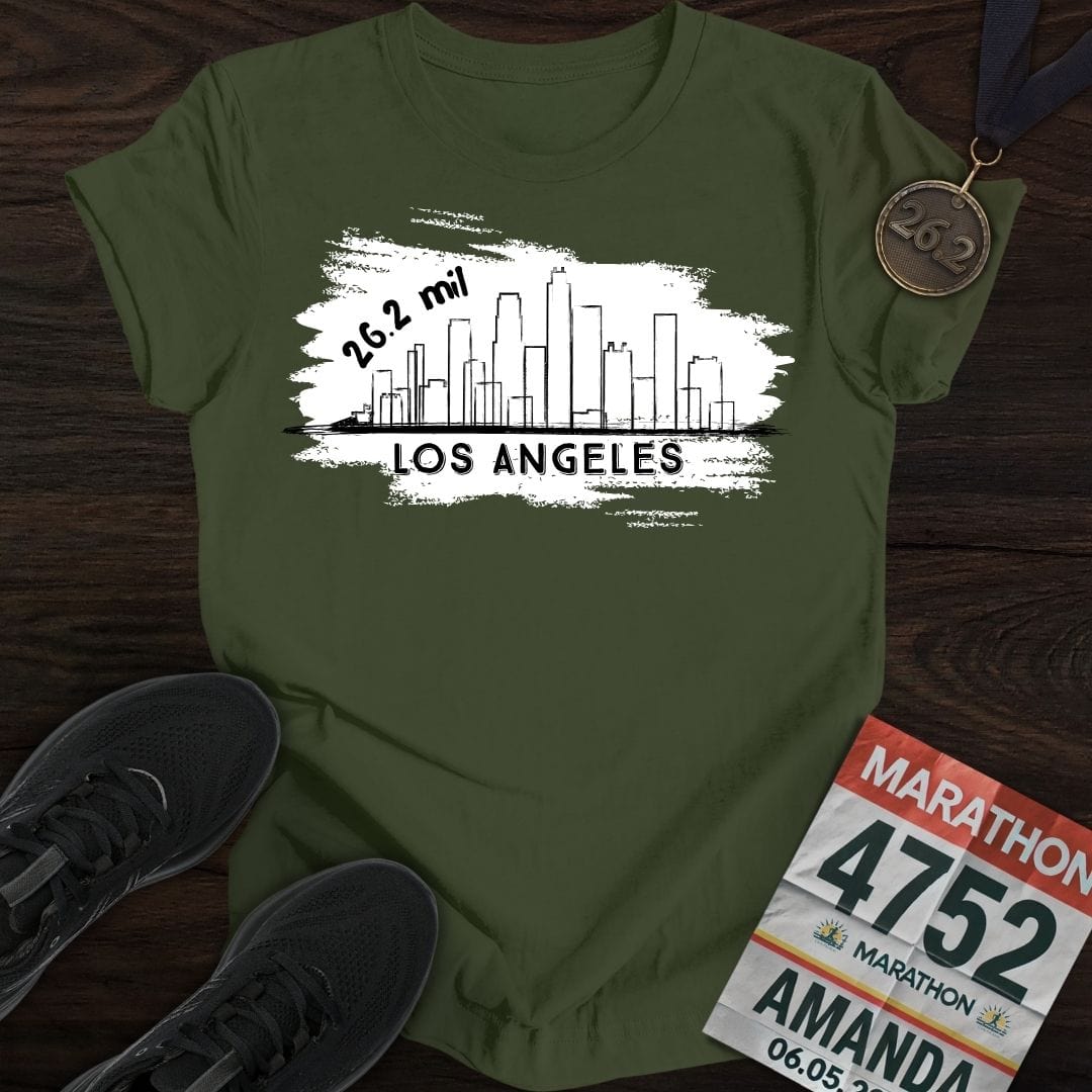 Printify T-Shirt Military Green / S Los Angeles 26.2 T-shirt
