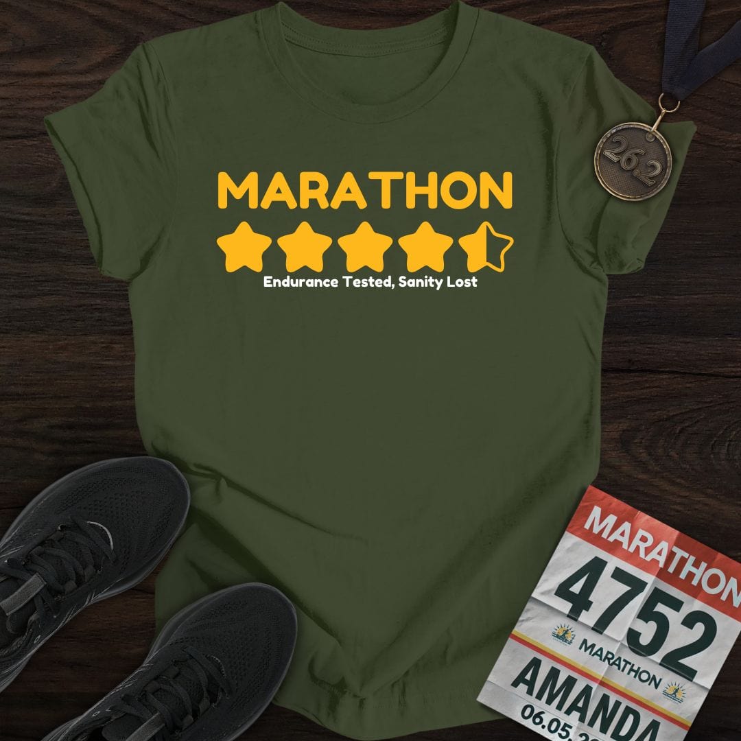 Printify T-Shirt Military Green / S Marathon: Endurance Tested, Sanity Lost T-shirt