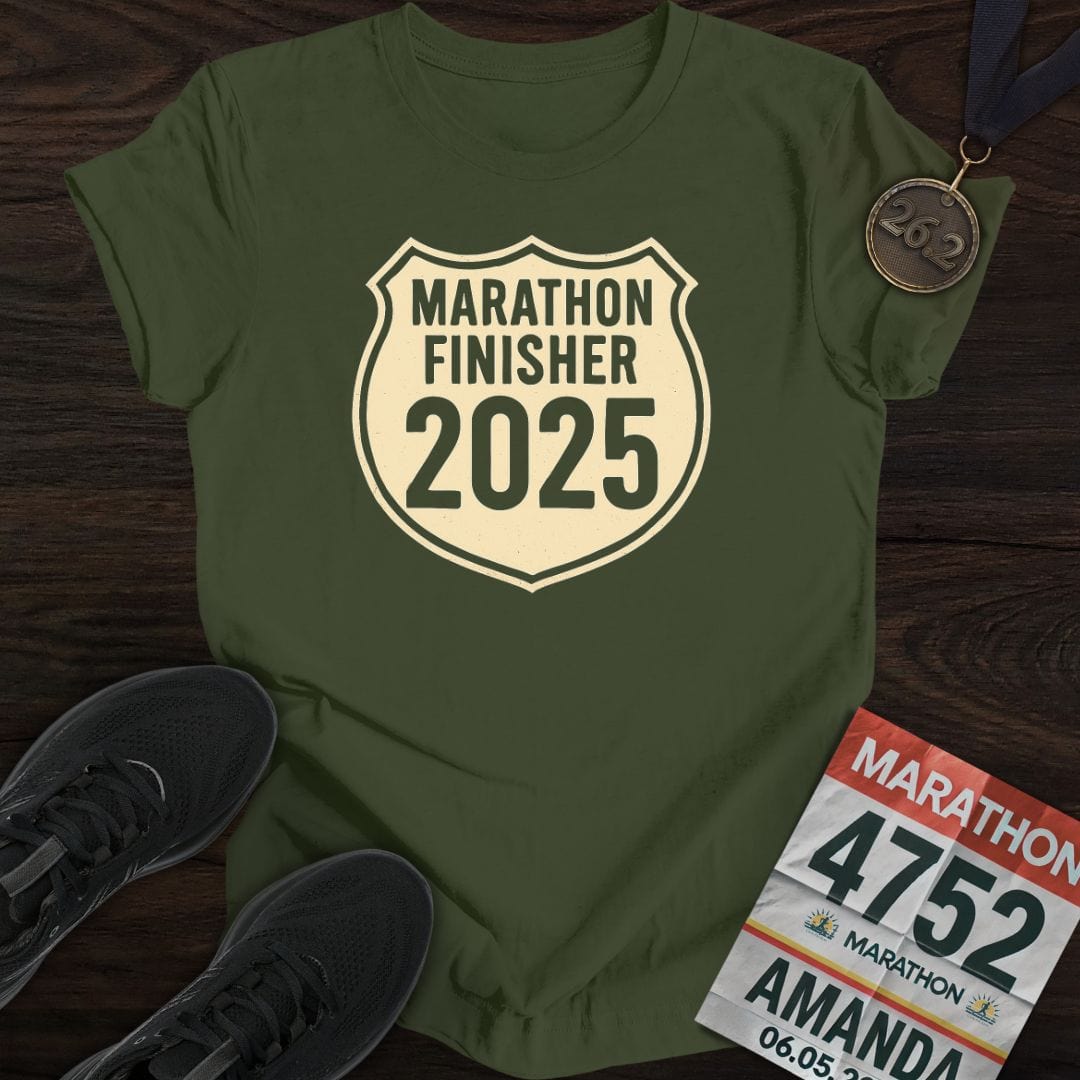 Printify T-Shirt Military Green / S Marathon Finisher 2025 T-Shirt