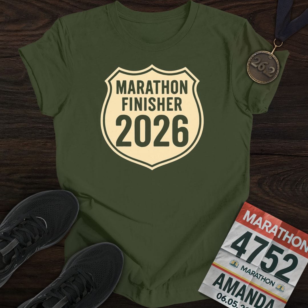 Printify T-Shirt Military Green / S Marathon Finisher 2026 T-Shirt