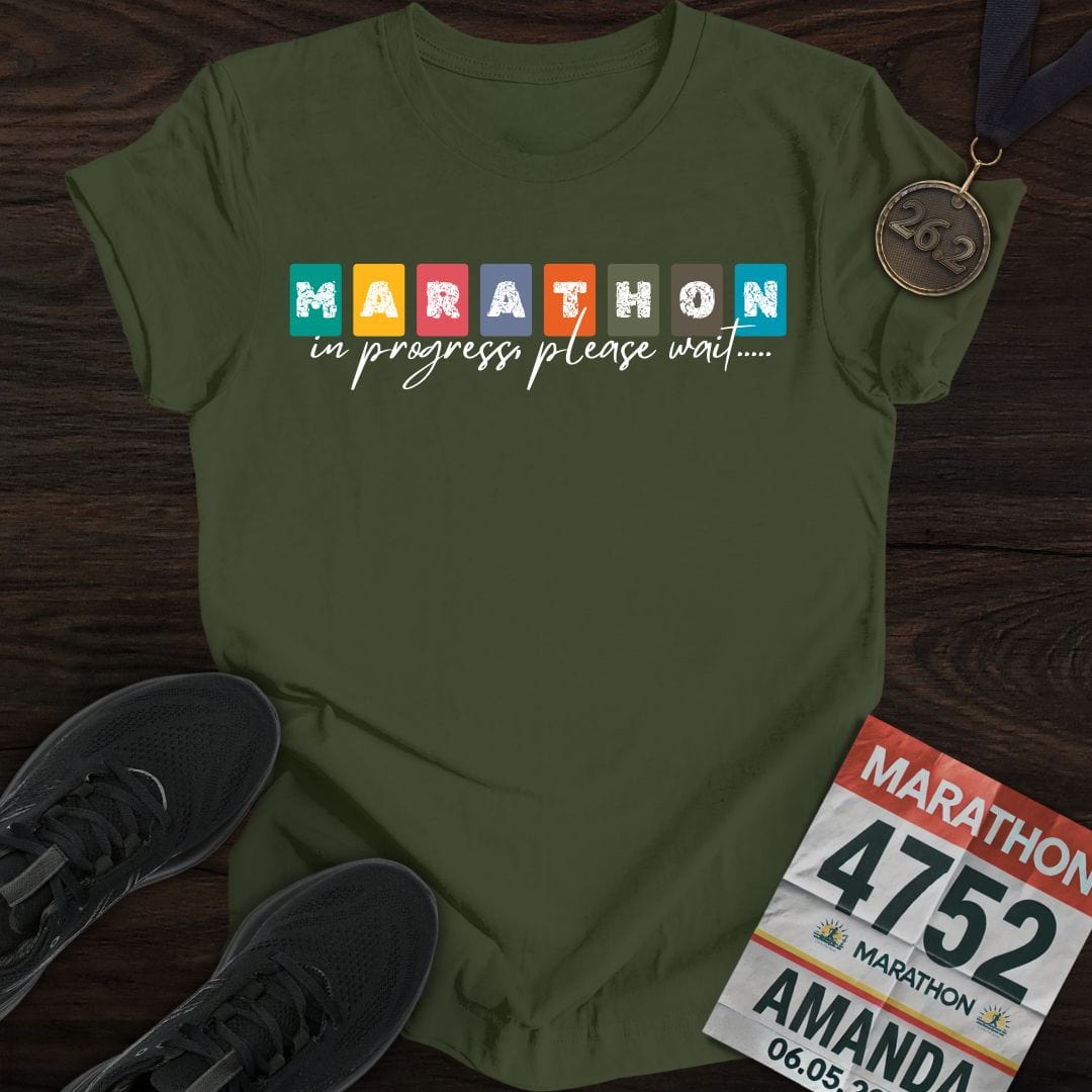 Printify T-Shirt Military Green / S Marathon in progress, please wait...