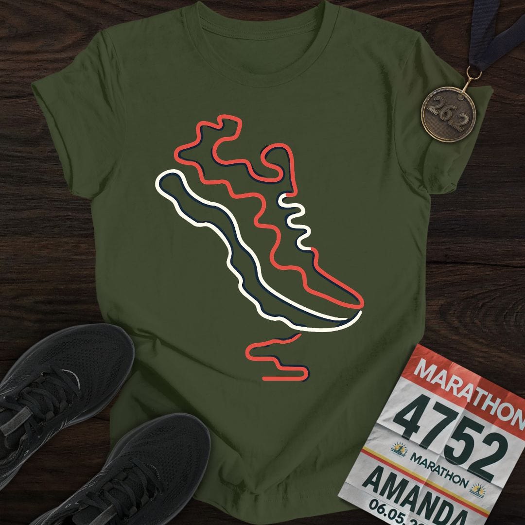 Printify T-Shirt Military Green / S Marathon Route T-Shirt