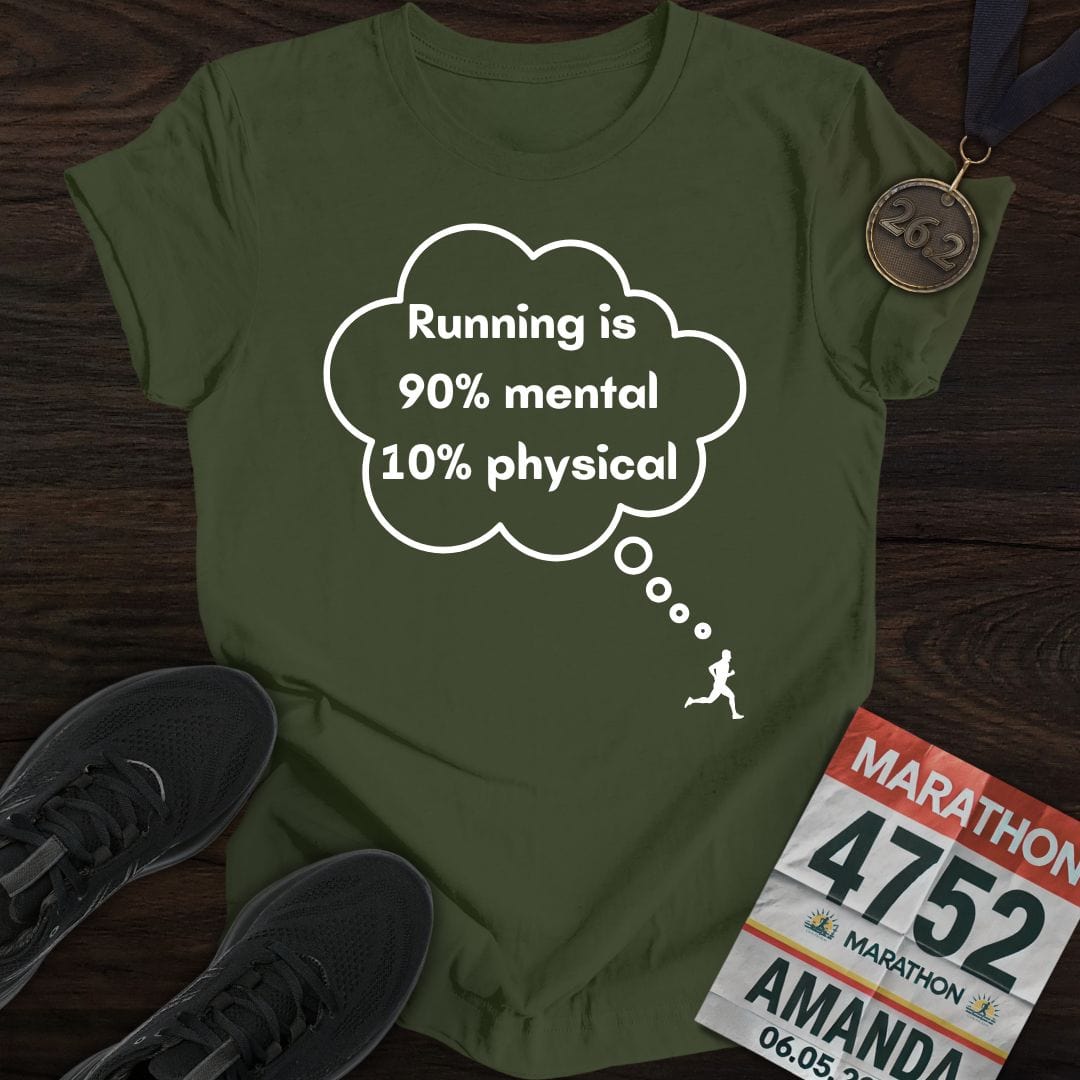 Printify T-Shirt Military Green / S Mental or Physical Running T-Shirt