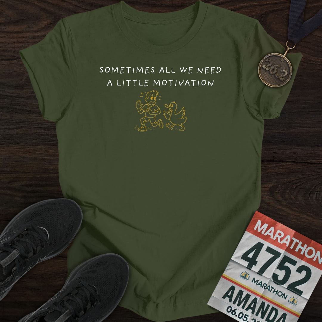 Printify T-Shirt Military Green / S Motivated Like a Duck T-Shirt