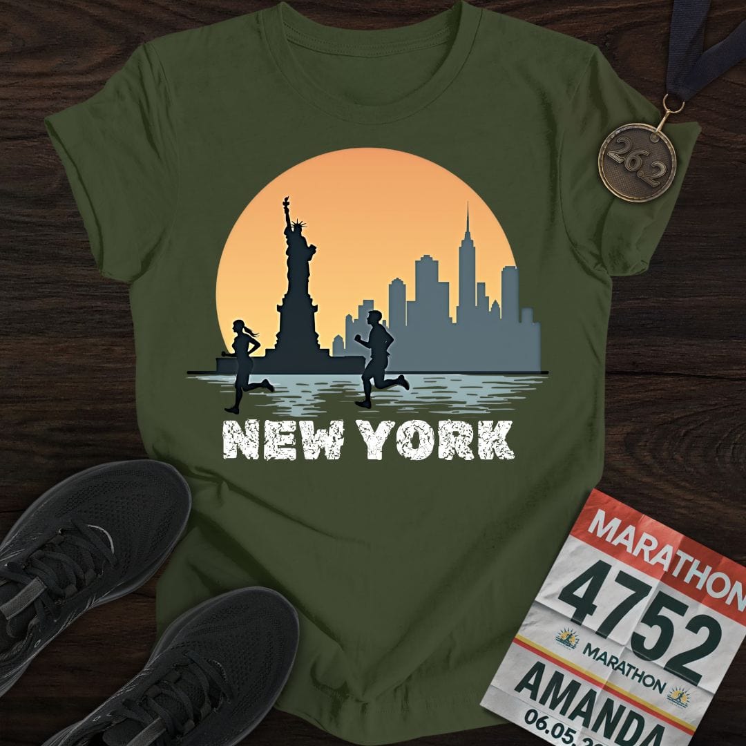Printify T-Shirt Military Green / S New York Runner T-shirt