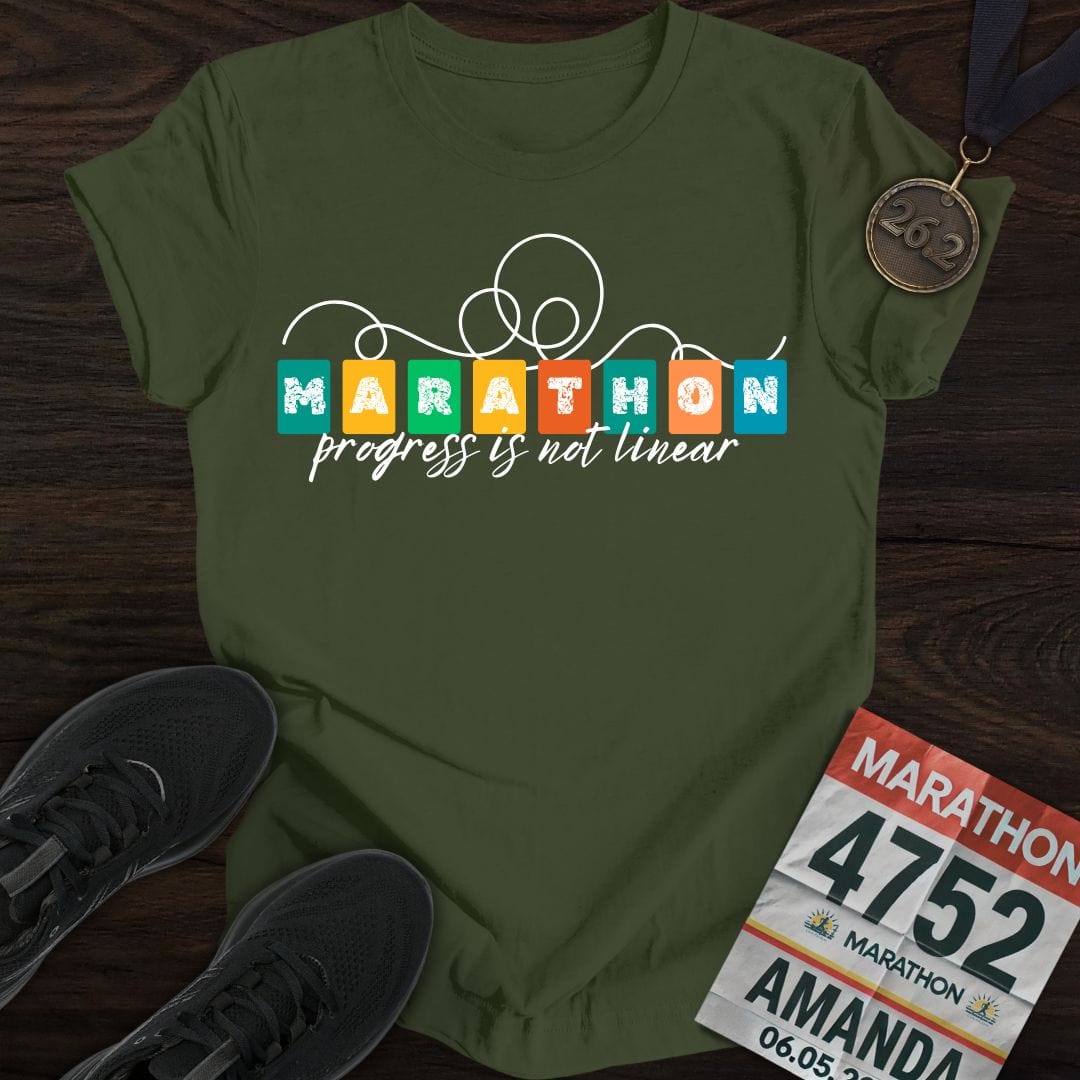 Printify T-Shirt Military Green / S Progress is not linear!