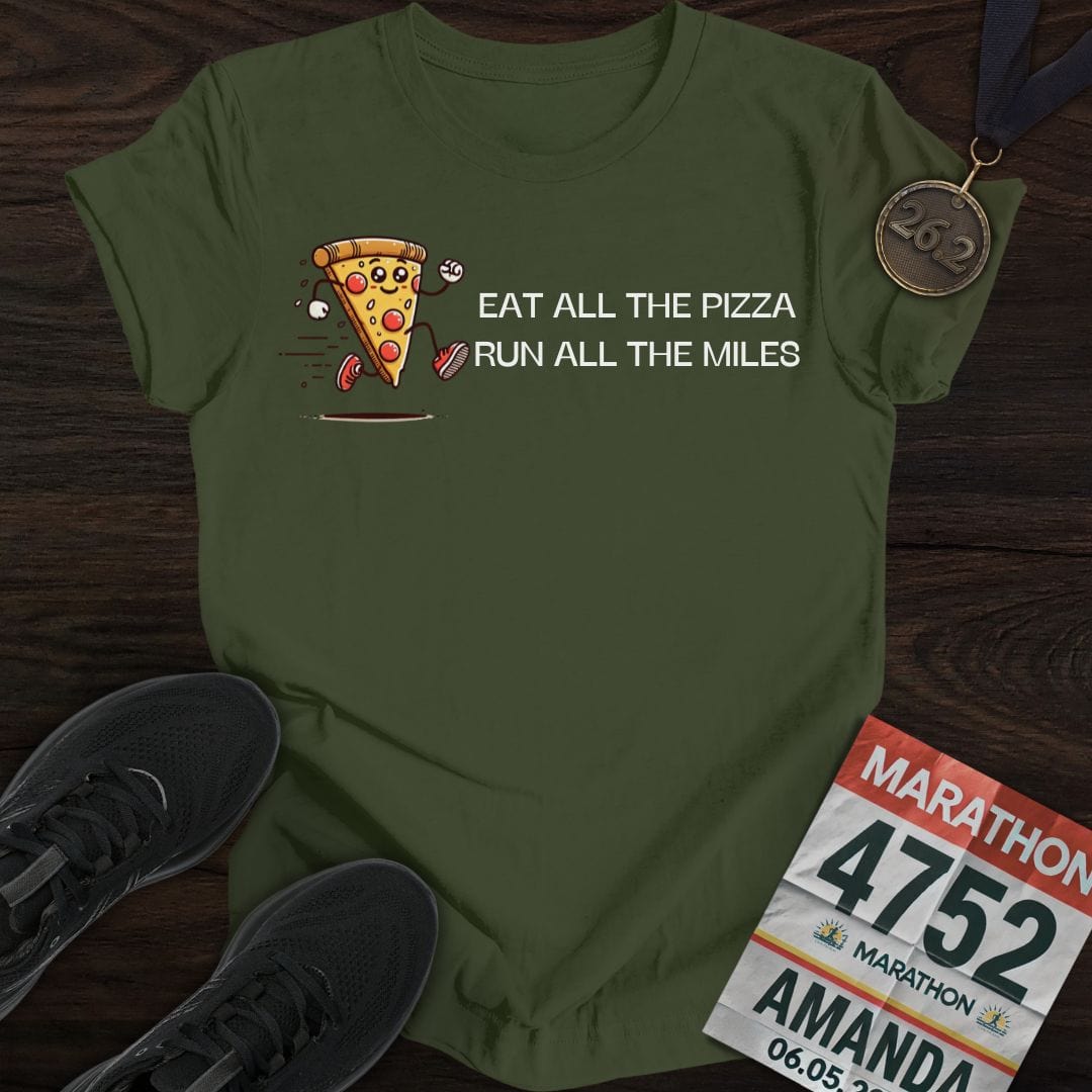 Printify T-Shirt Military Green / S Run All The Miles T-Shirt
