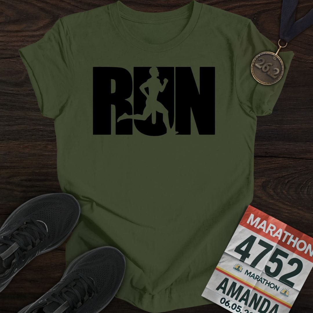 Printify T-Shirt Military Green / S Run Boy T-shirt
