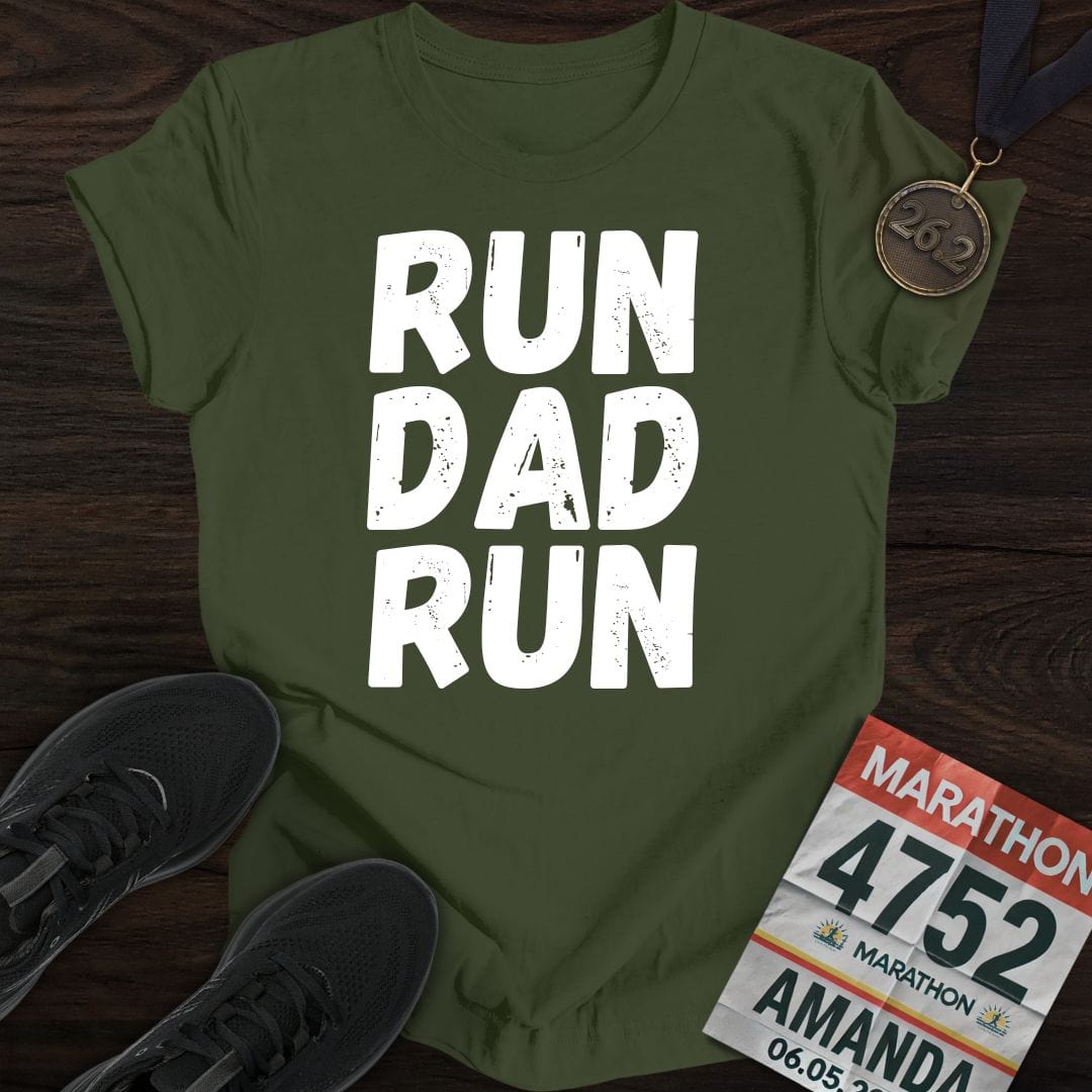 Printify T-Shirt Military Green / S Run Dad Run -2- T-shirt