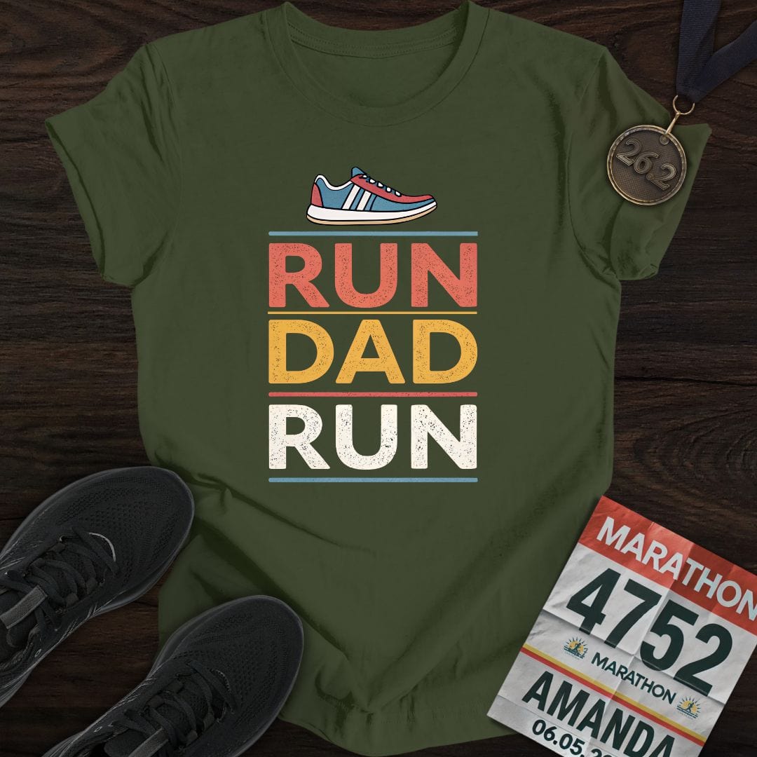 Printify T-Shirt Military Green / S Run Dad Run T-shirt