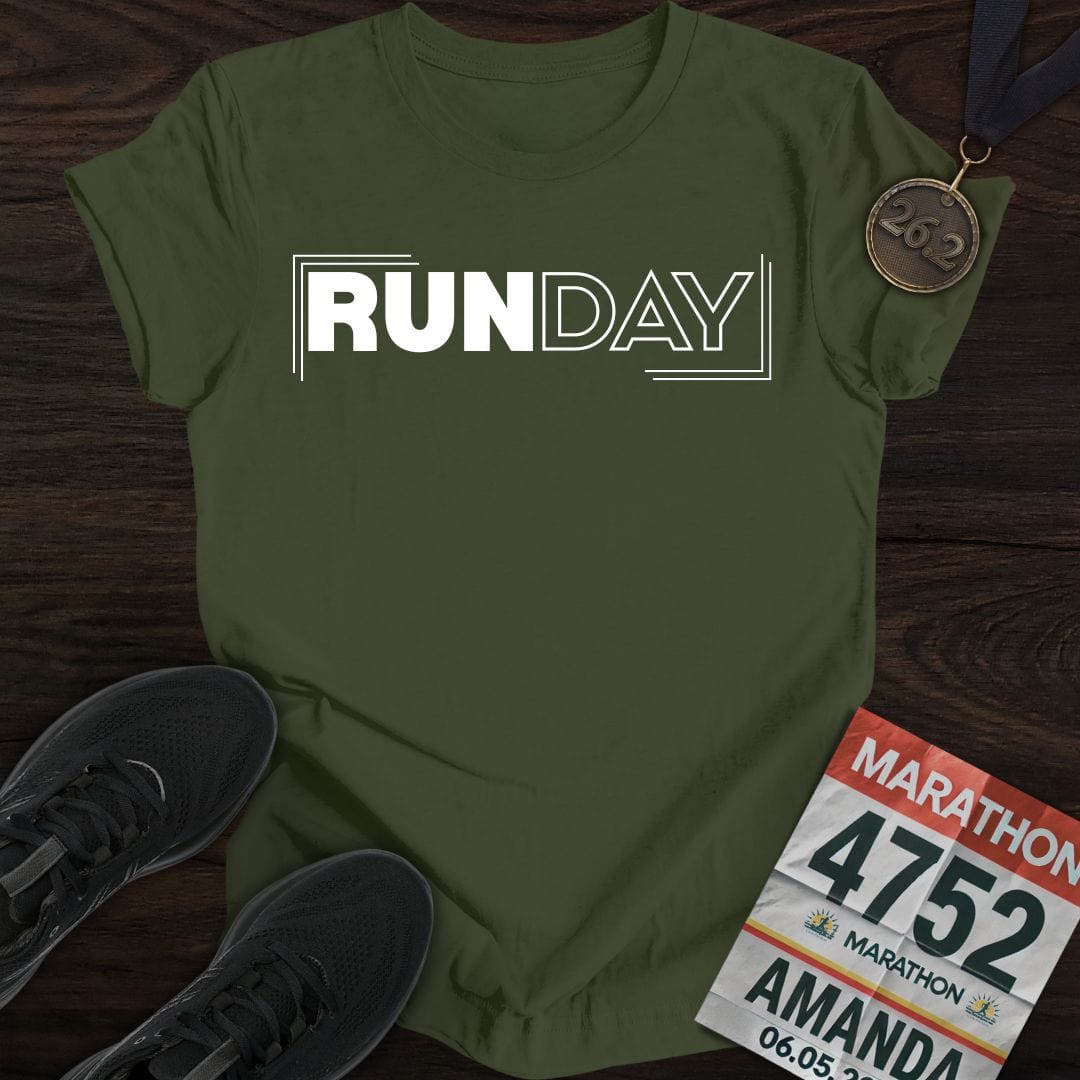Printify T-Shirt Military Green / S Run Day T-shirt
