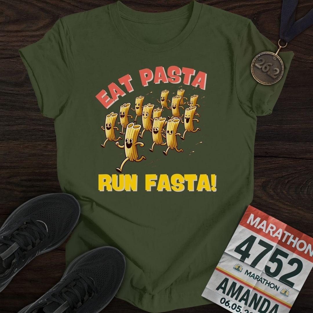 Printify T-Shirt Military Green / S Run Fasta T-Shirt