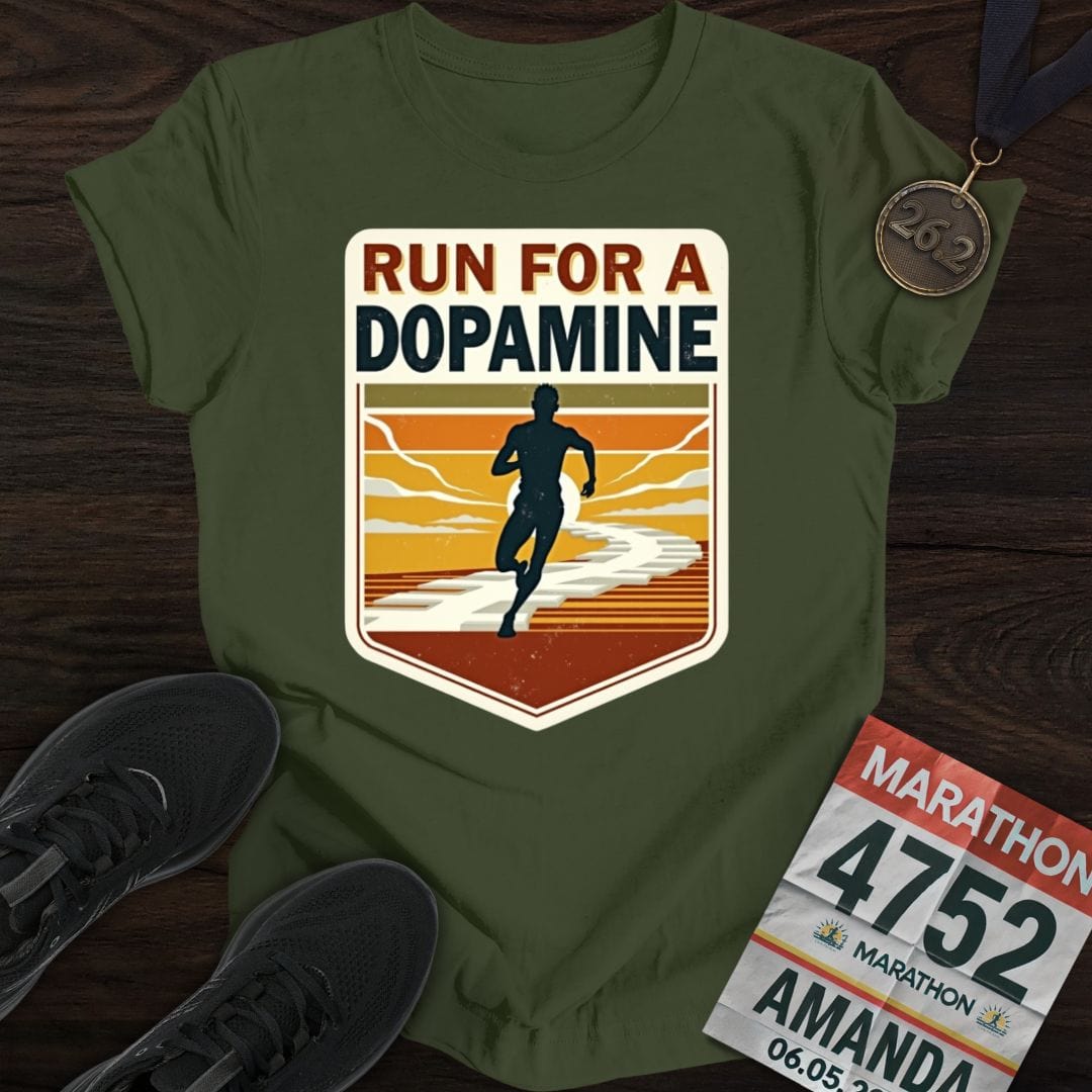 Printify T-Shirt Military Green / S Run For A Dopamine T-shirt