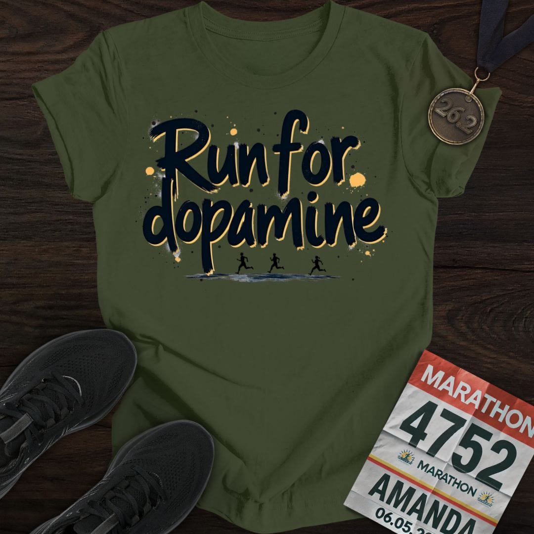 Printify T-Shirt Military Green / S Run For Dopamine -2- T-shirt