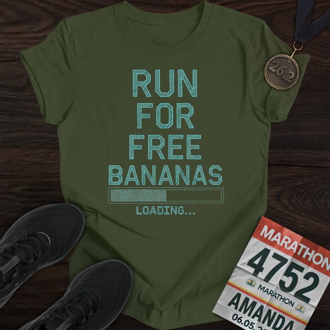 Printify T-Shirt Military Green / S Run For Free Bananas T-Shirt