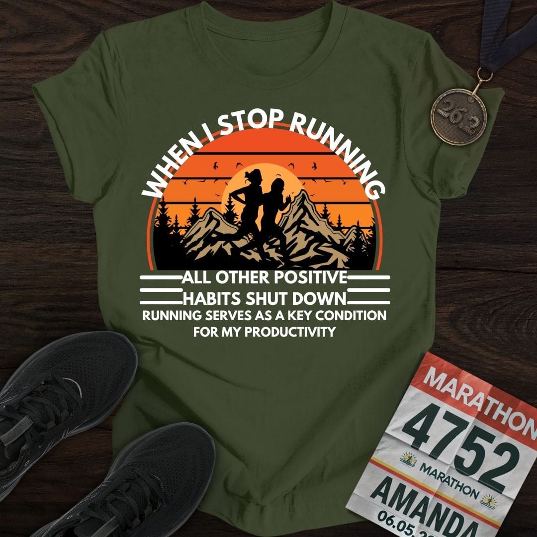 Printify T-Shirt Military Green / S Run For Positive Habits T-shirt