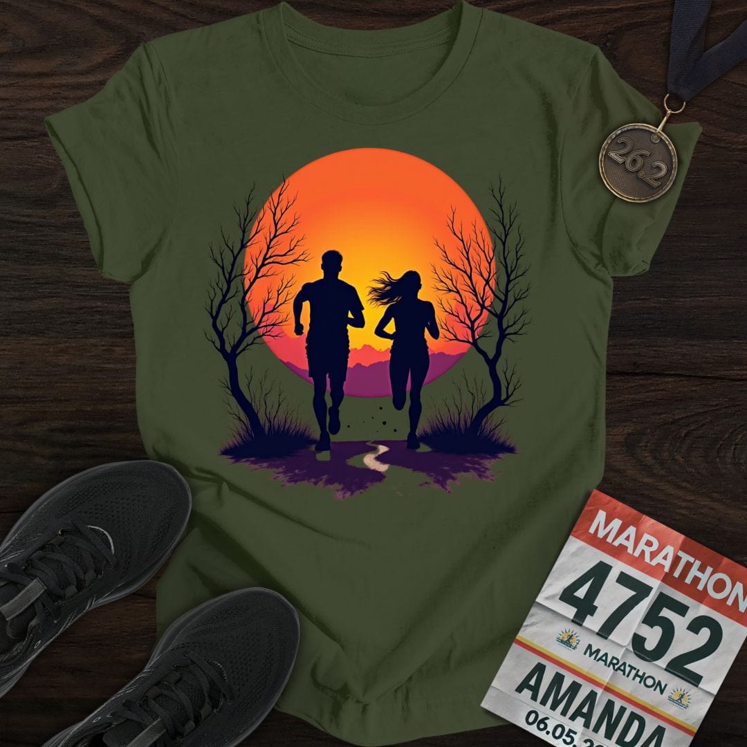 Printify T-Shirt Military Green / S Run In Nature T-shirt