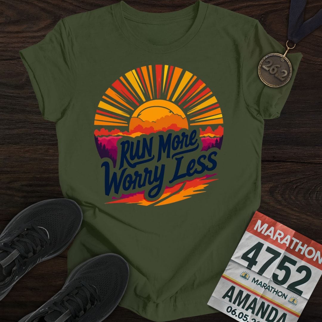 Printify T-Shirt Military Green / S Run More, Move More T-shirt