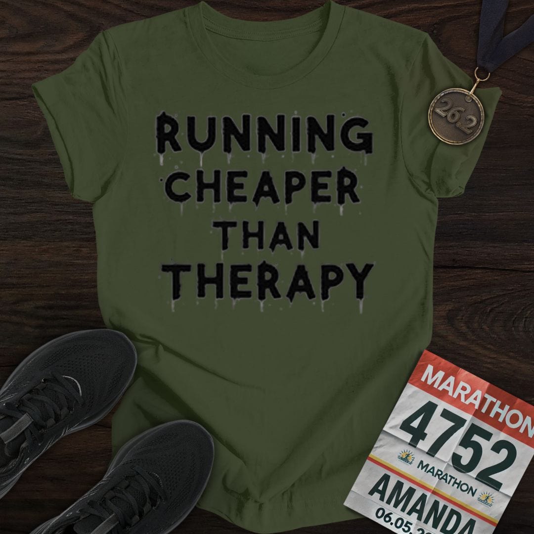 Printify T-Shirt Military Green / S Run Or Go Therapy T-shirt