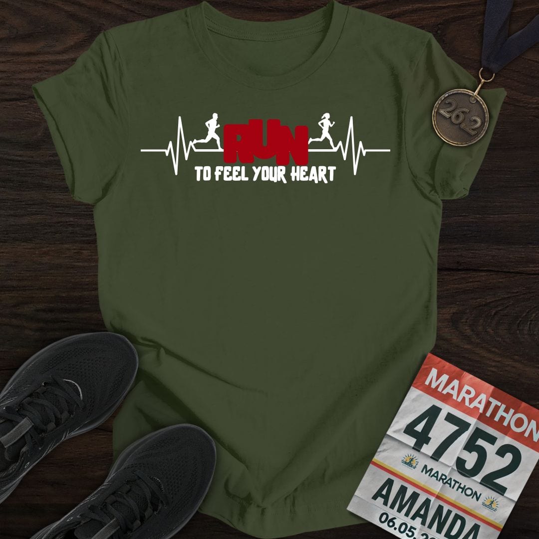 Printify T-Shirt Military Green / S Run to Feel Your Heart T-shirt