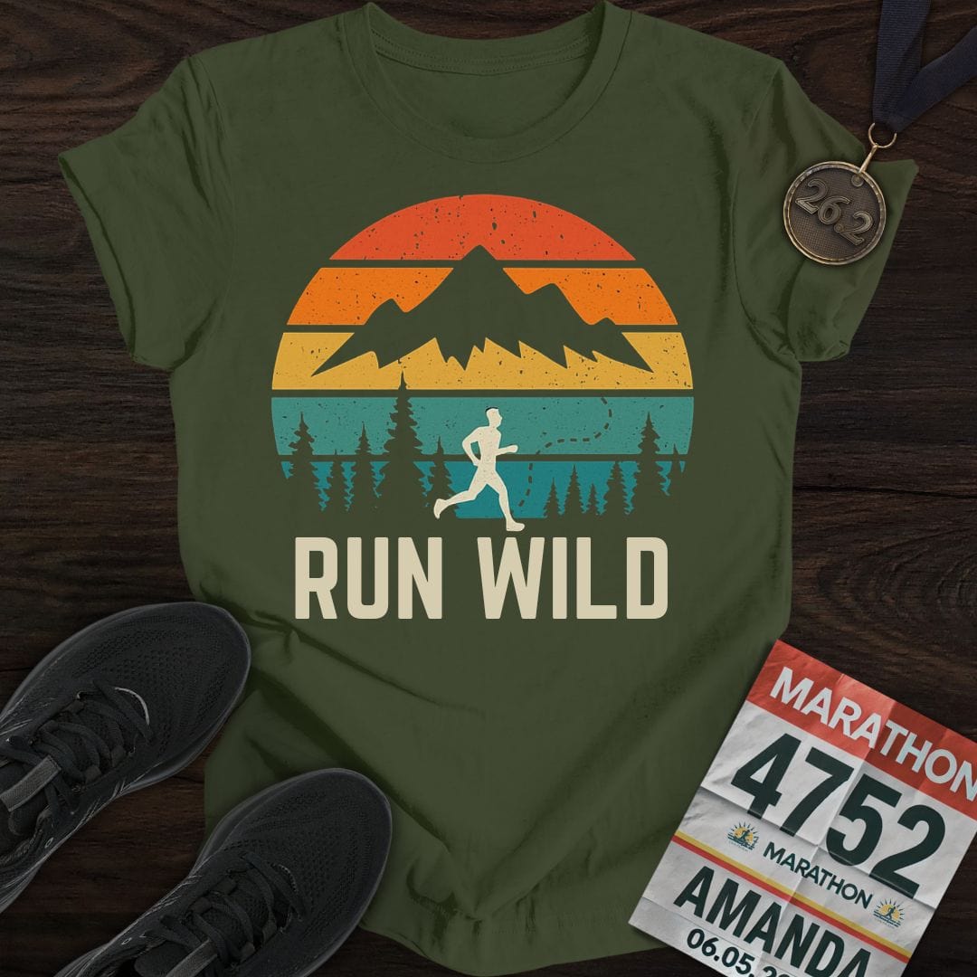 Printify T-Shirt Military Green / S Run Wild T-shirt