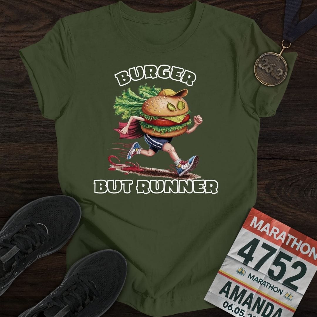 Printify T-Shirt Military Green / S Runner Burger T-Shirt