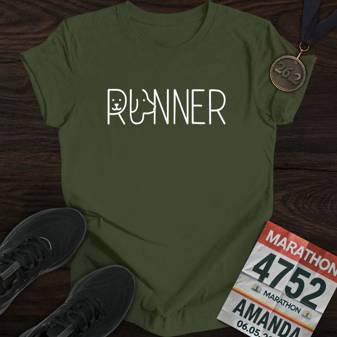 Printify T-Shirt Military Green / S Runner Dog T-Shirt
