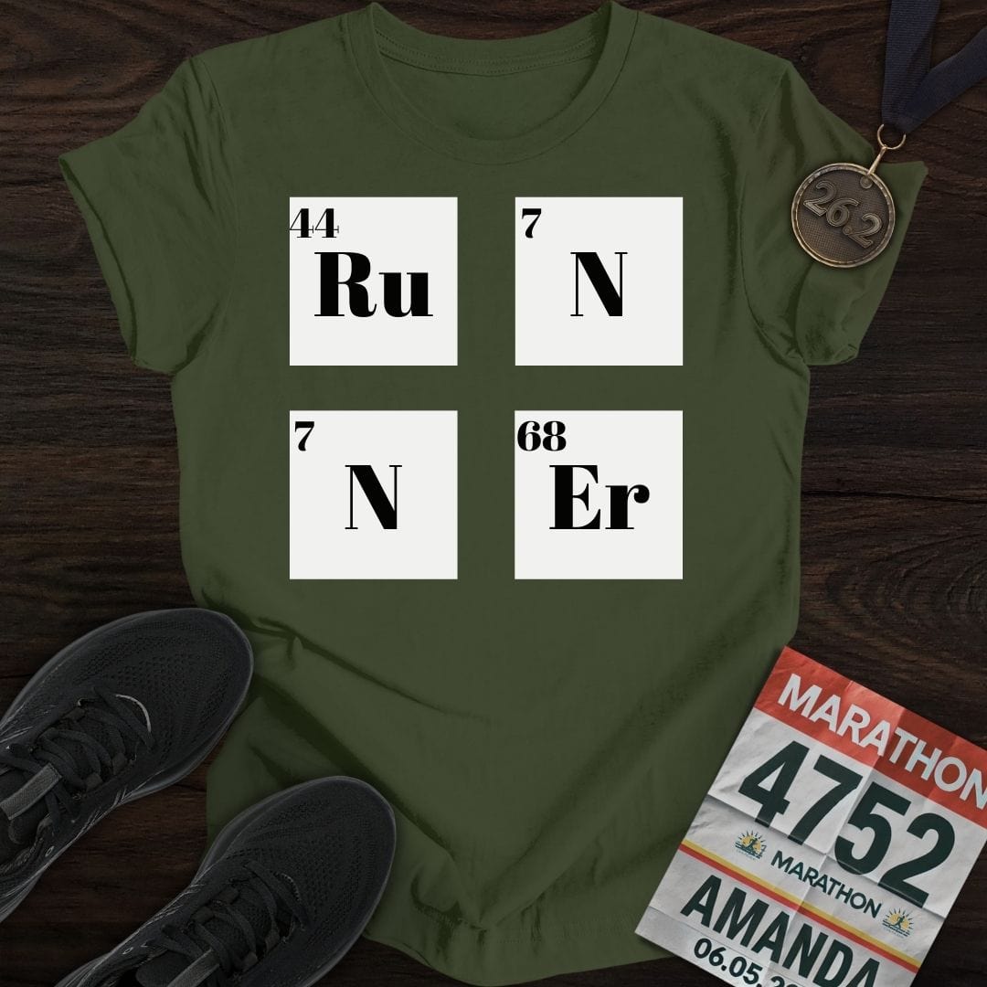 Printify T-Shirt Military Green / S Runner Element Two T-Shirt