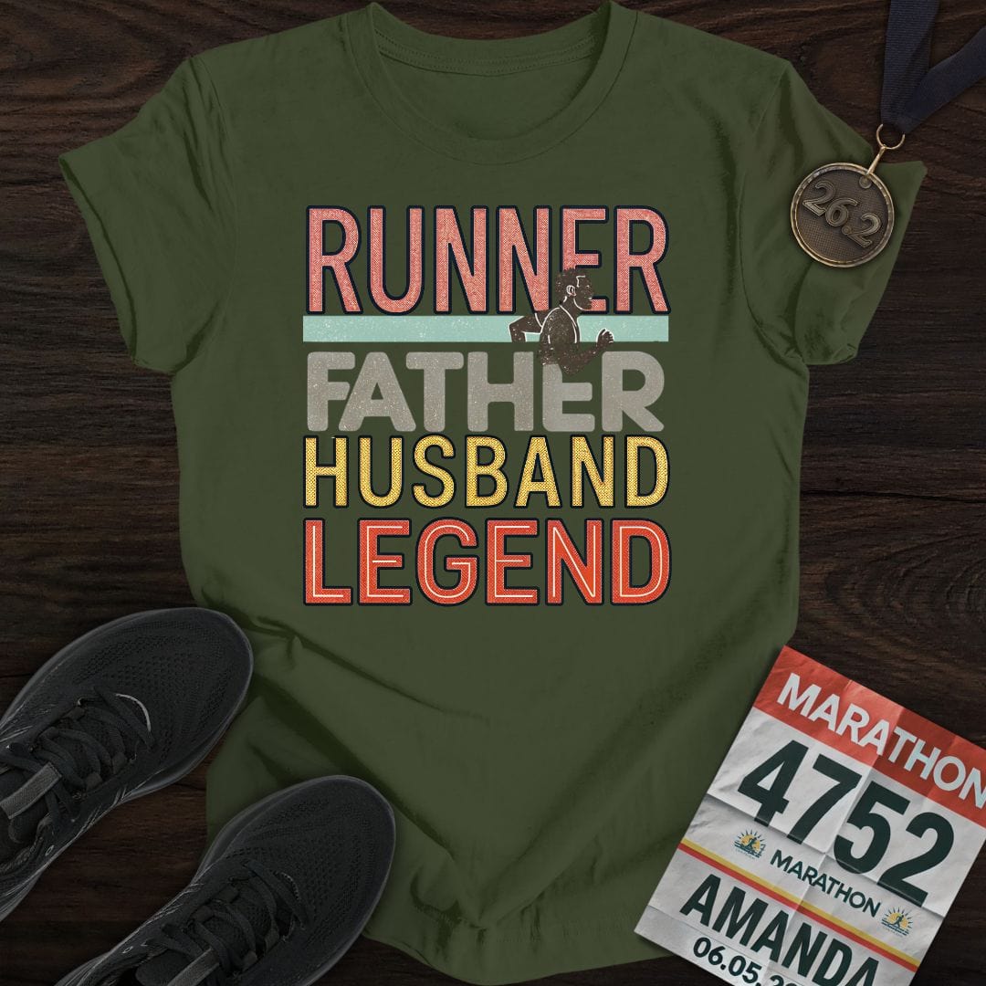 Printify T-Shirt Military Green / S Runner Husband Legend Father T-shirt