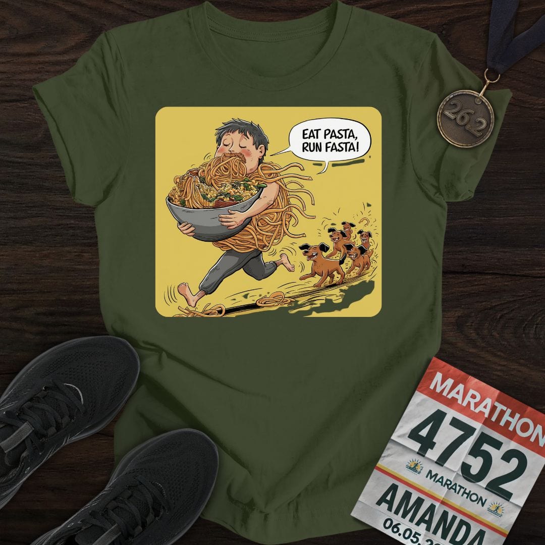 Printify T-Shirt Military Green / S Runner Pasta T-Shirt