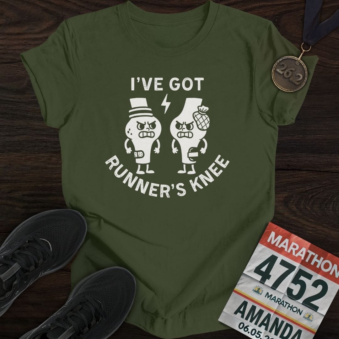 Printify T-Shirt Military Green / S Runner's Knee T-Shirt