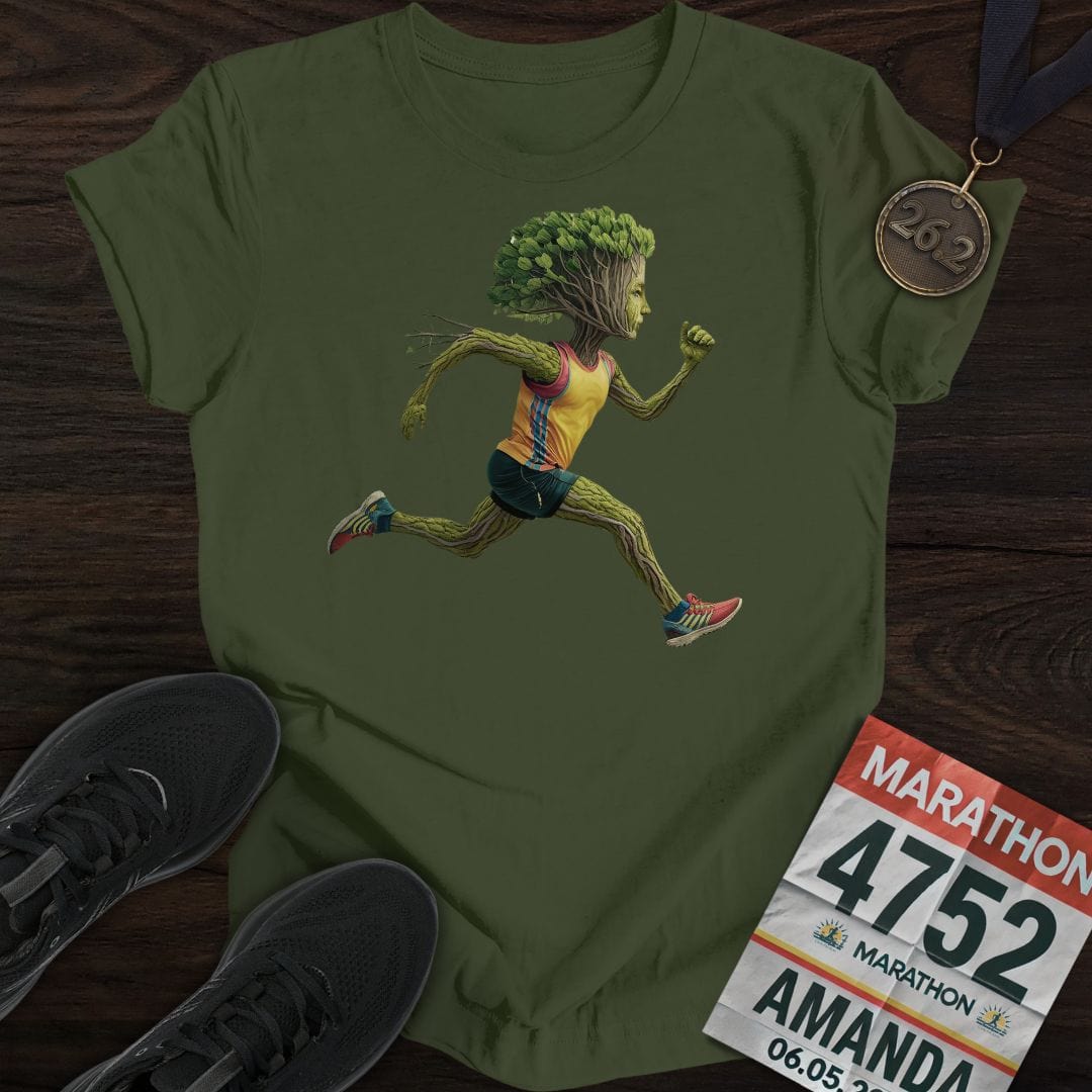 Printify T-Shirt Military Green / S Runner Tree T-Shirt